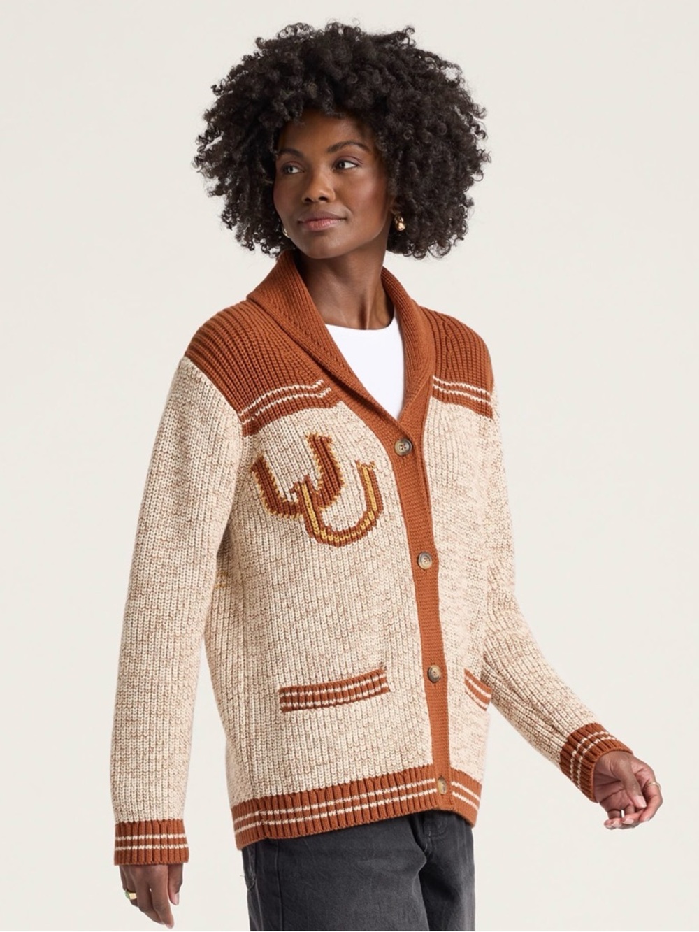 NWT Pendleton  women’s Cotton Heritage Shawl Collar Cardigan Sweater in Rust - Picture 3 of 14